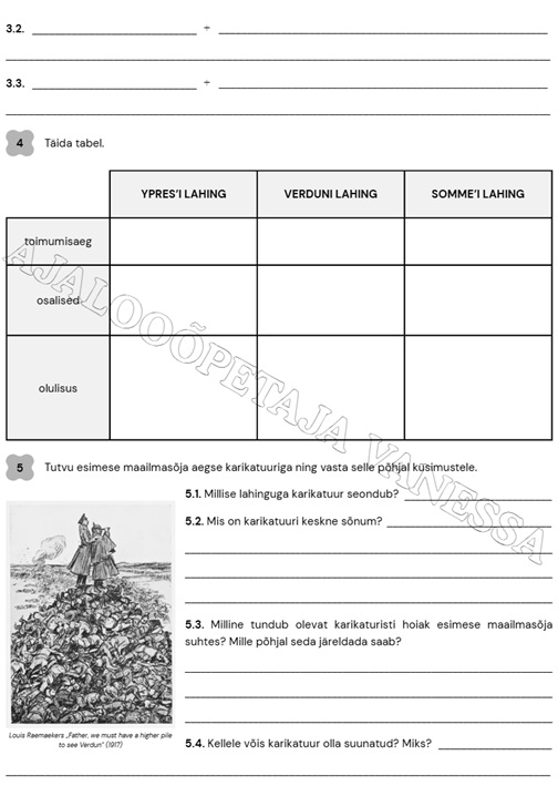 Tööleht "Esimene maailmasõda" (4 lk) - Image 2