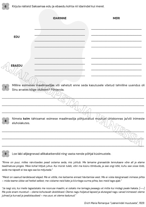 Tööleht "Esimene maailmasõda" (4 lk) - Image 3