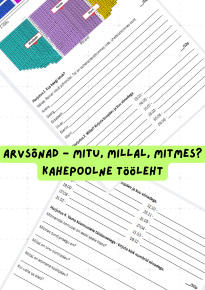 Arvsõnad mitu, mitmes, millal? - kahepoolne tööleht (või kontrolltöö)