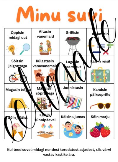 Suvevaheaja bingokaart
