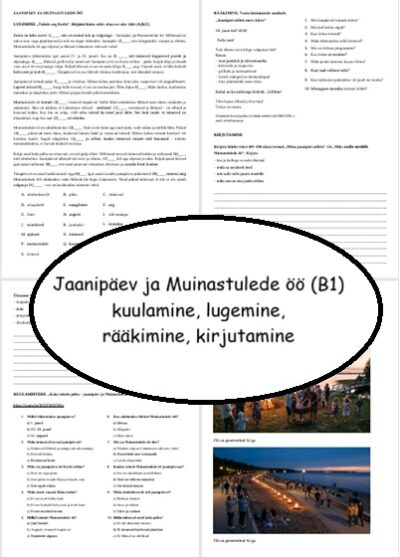 Jaanipäev ja muinastulede öö tööleht (B1)