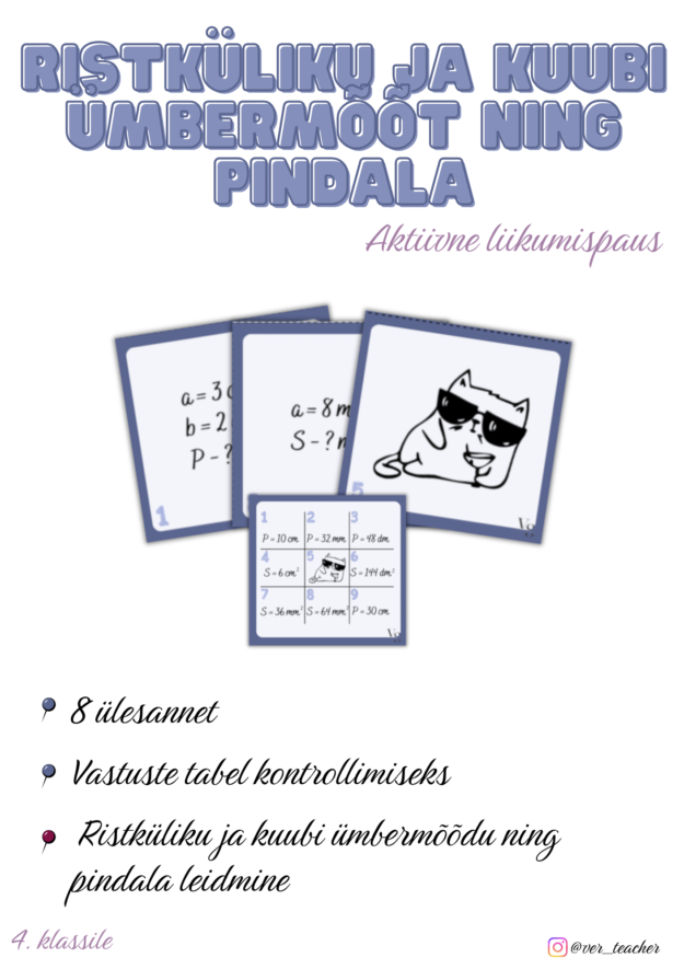 Ristküliku ja kuubi ümbermõõt ning pindala
