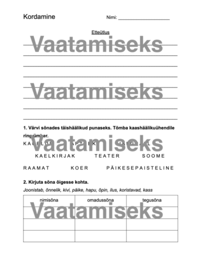 Eesti keele kordamine 2. klassile