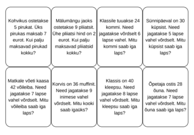 Korrutamise ja jagamise tekstülesanded