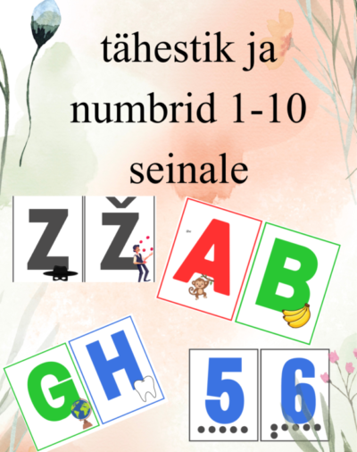 Tähestik ja numbrid 1-10 seinale