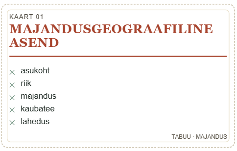 Tabuu kaardid majandusgeograafia teemal