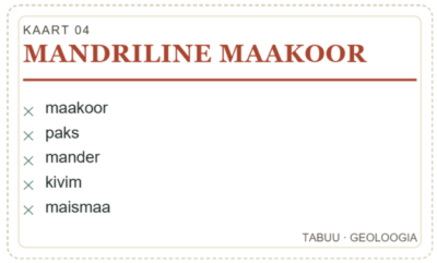 Tabuu kaardid geoloogia teemal