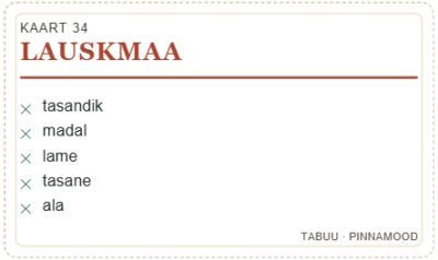 Tabuu kaardid pinnamoe teemal