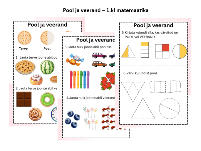 Pool ja veerand - 1.kl matemaatika
