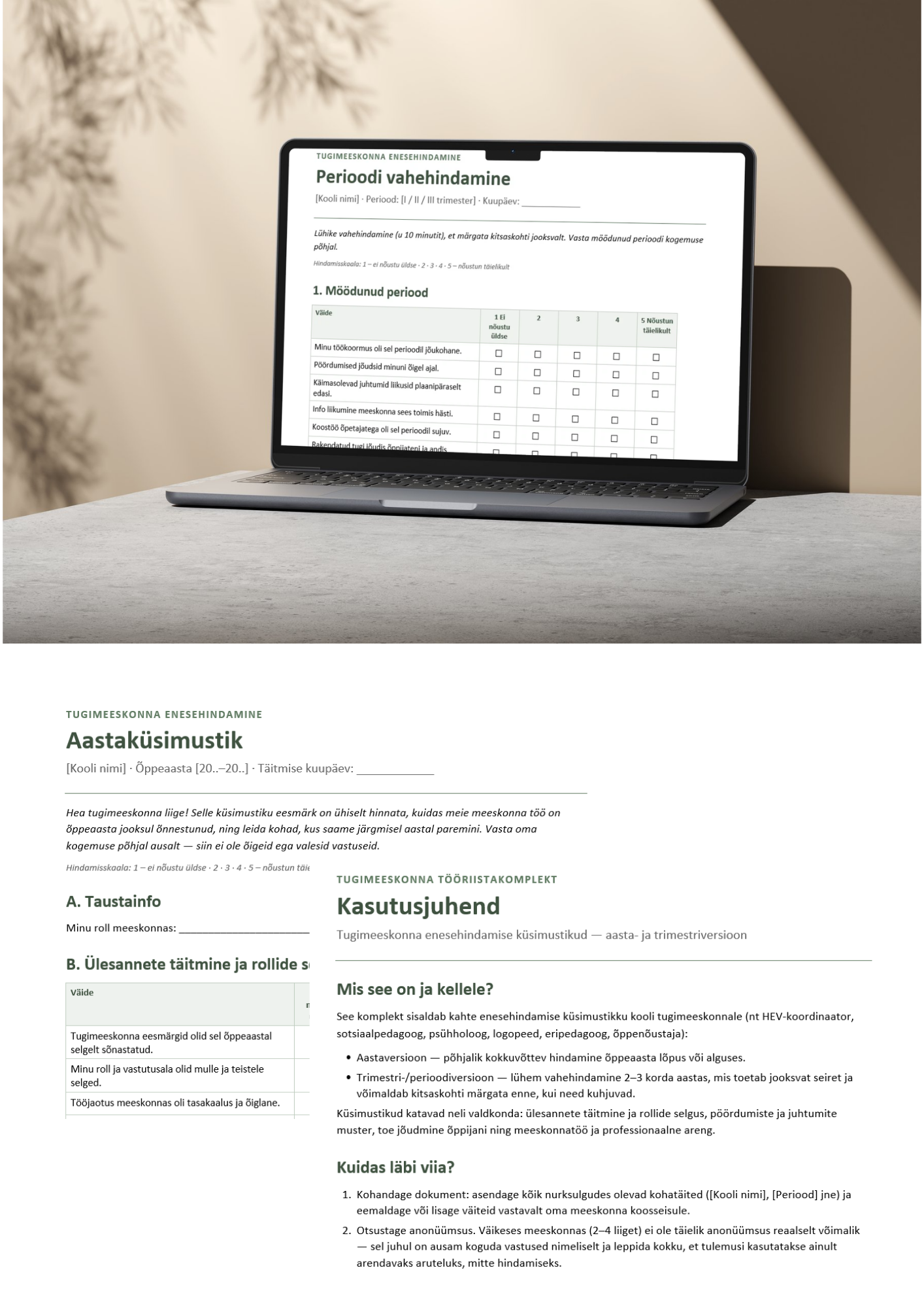Tugimeeskonna enesehindamise tööriist