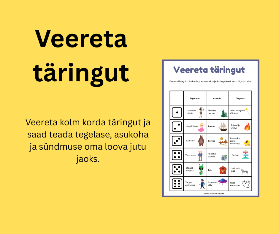 Veereta täringut. Loova jutu kirjutamine piltidega