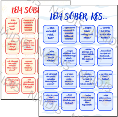 Tagasi kooli/suvevaheaja BINGO "Leia sõber, kes..."
