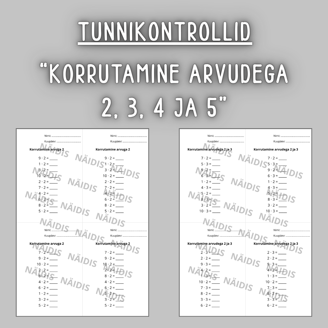 Tunnikontrollid "KORRUTAMINE ARVUDEGA 2, 3, 4 JA 5"