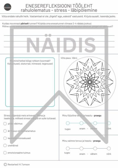 Eneserefleksiooni töölehed: rahulolematus, stress, läbipõlemine