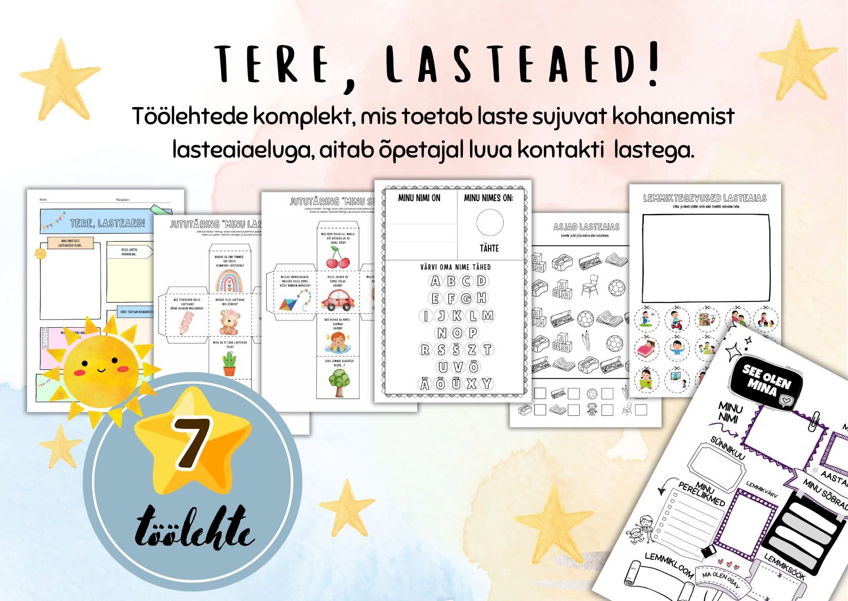 Töölehtede komplekt lasteaia aasta alguseks "Tere, lasteaed"