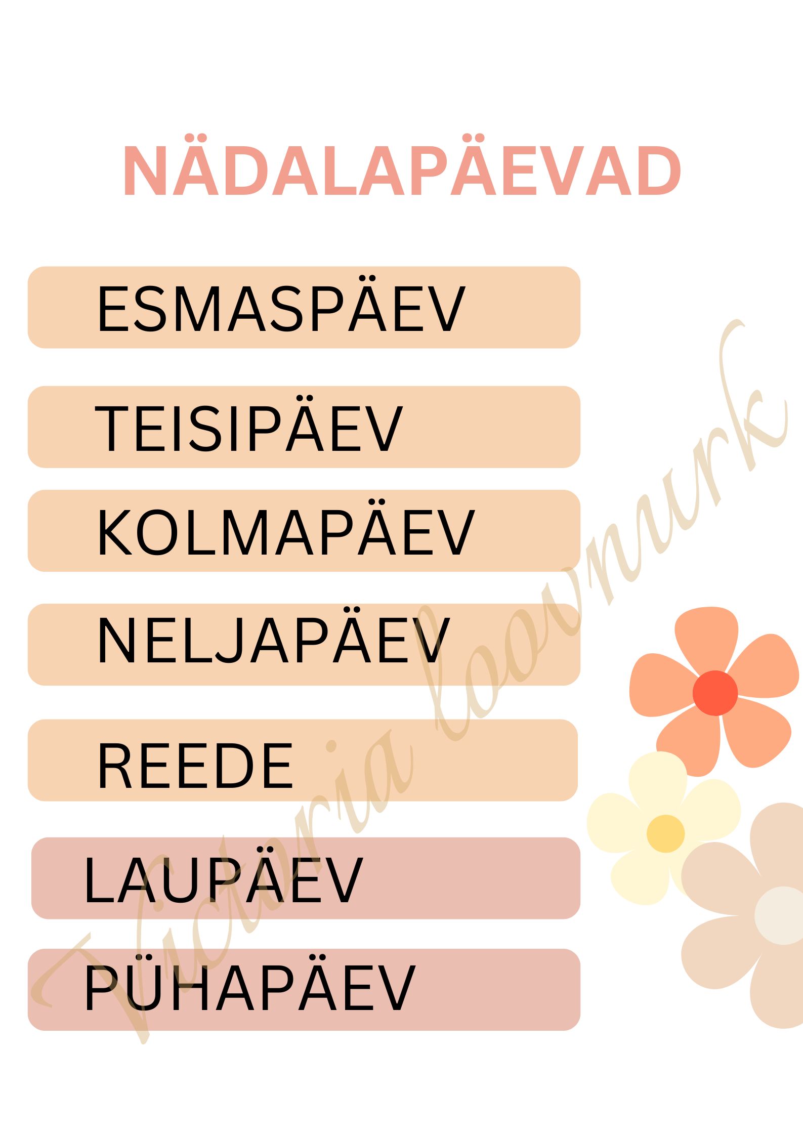 NÄDALAPÄEVAD, KUUD JA AASTAJAD - ÕPPEPLAKATID - Pilt 4