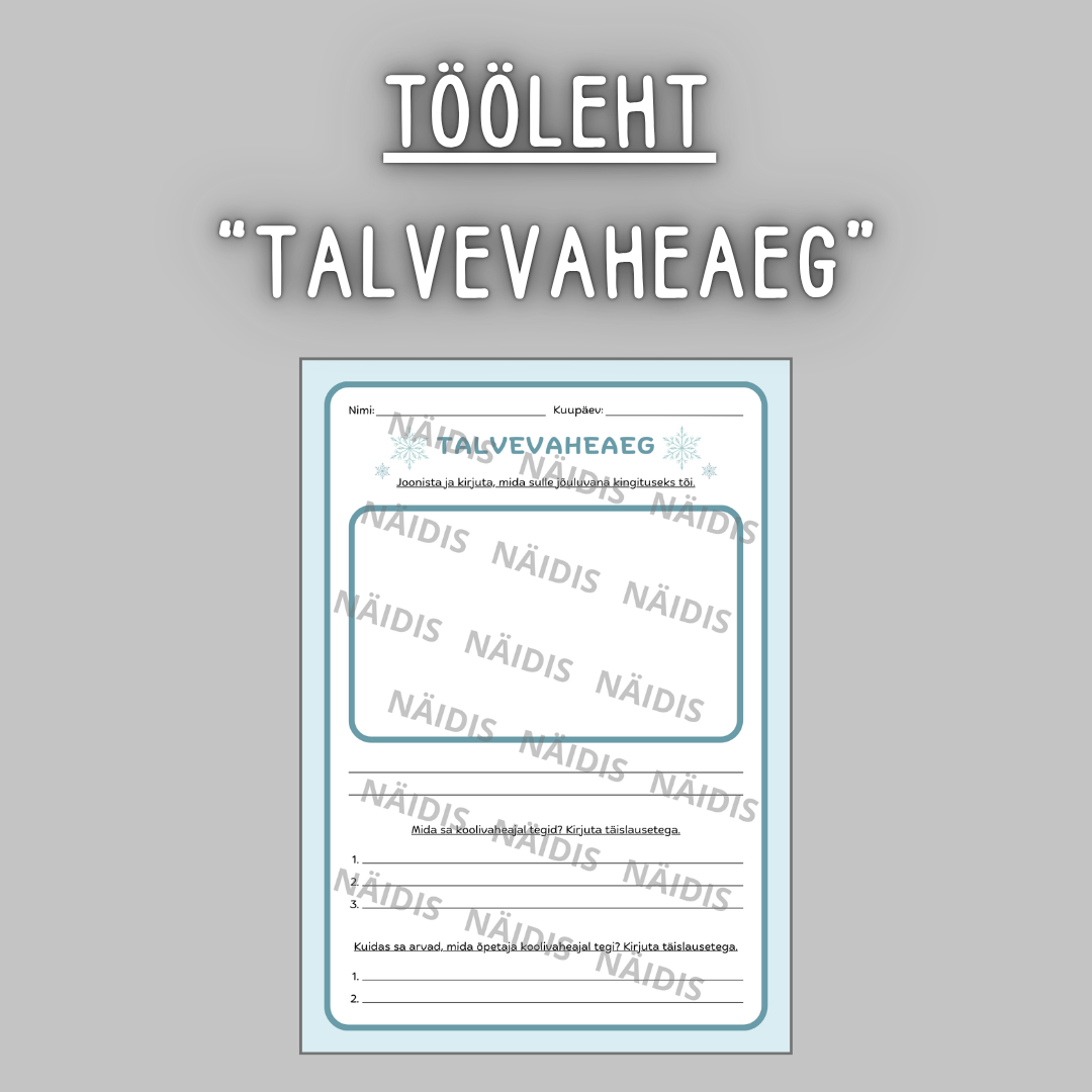 Tööleht "TALVEVAHEAEG"