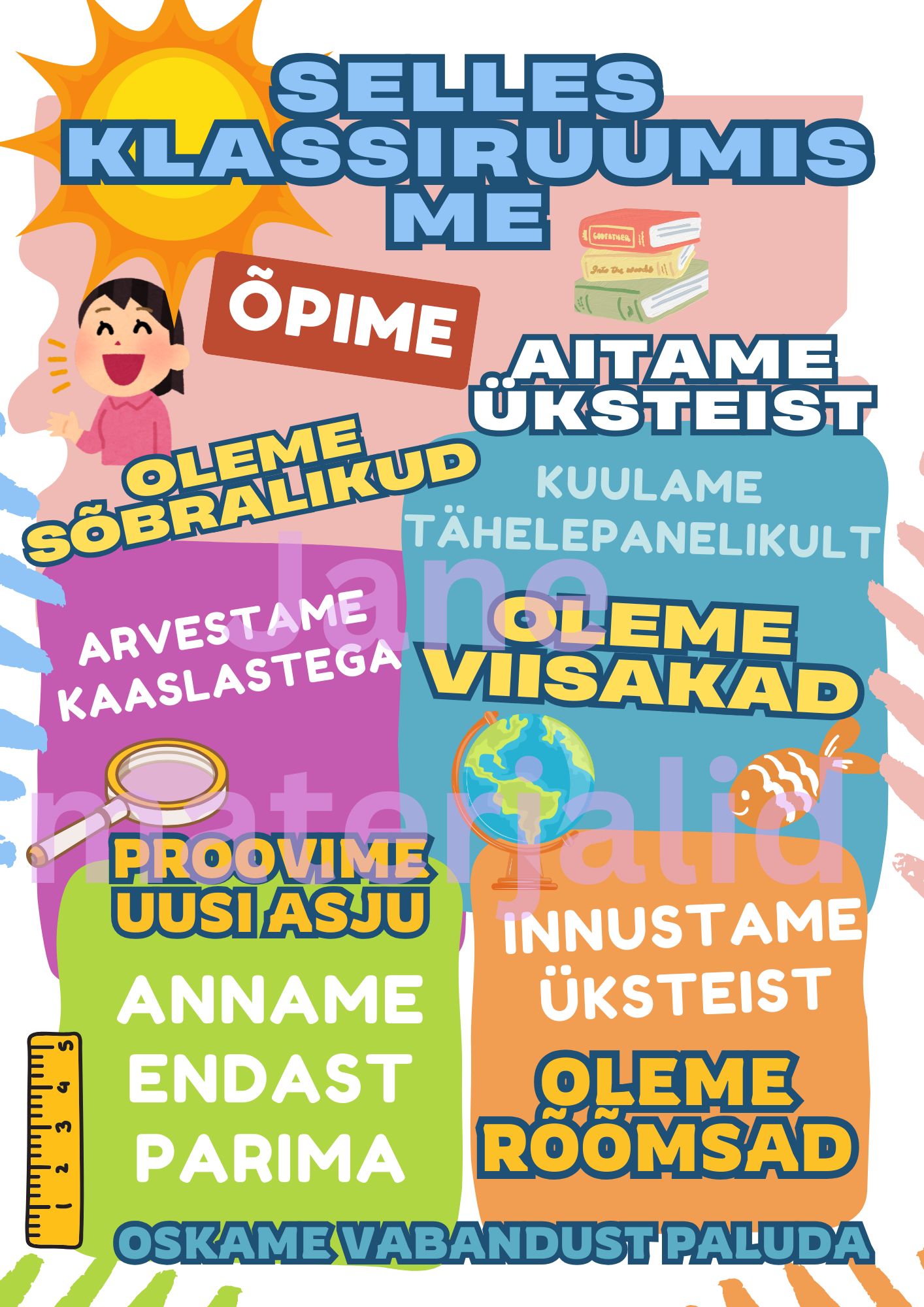 Heade mõtete plakat klassiruumi
