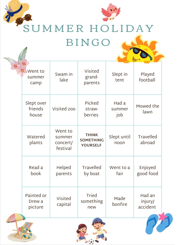 Summer holiday BINGO