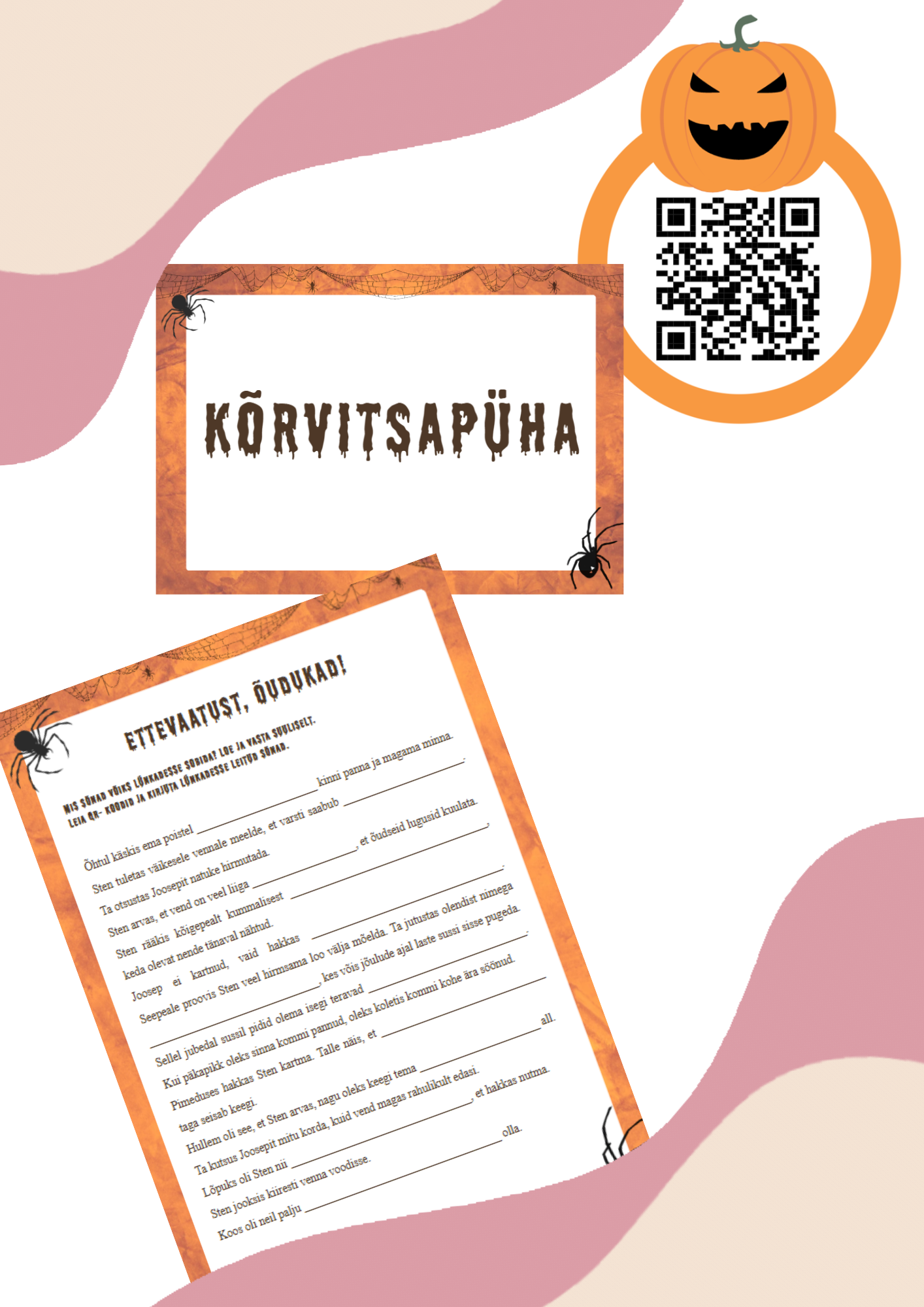 Halloweeniks lugemispala "Ettevaatust, õudukad!". Lünktekst QR- koodidega ja ilma. - Pilt 2