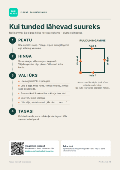 Rahunemisnurk: plakat ja 6 joonistatavat hingamiskujundit