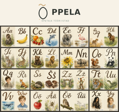 ÕPPELA IDUKE – 32 illustratsioonidega tähestikukaarti
