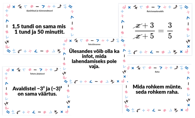 223 väitekaarti matemaatilise arutelu tekitamiseks, väärarusaamade selgitamiseks.