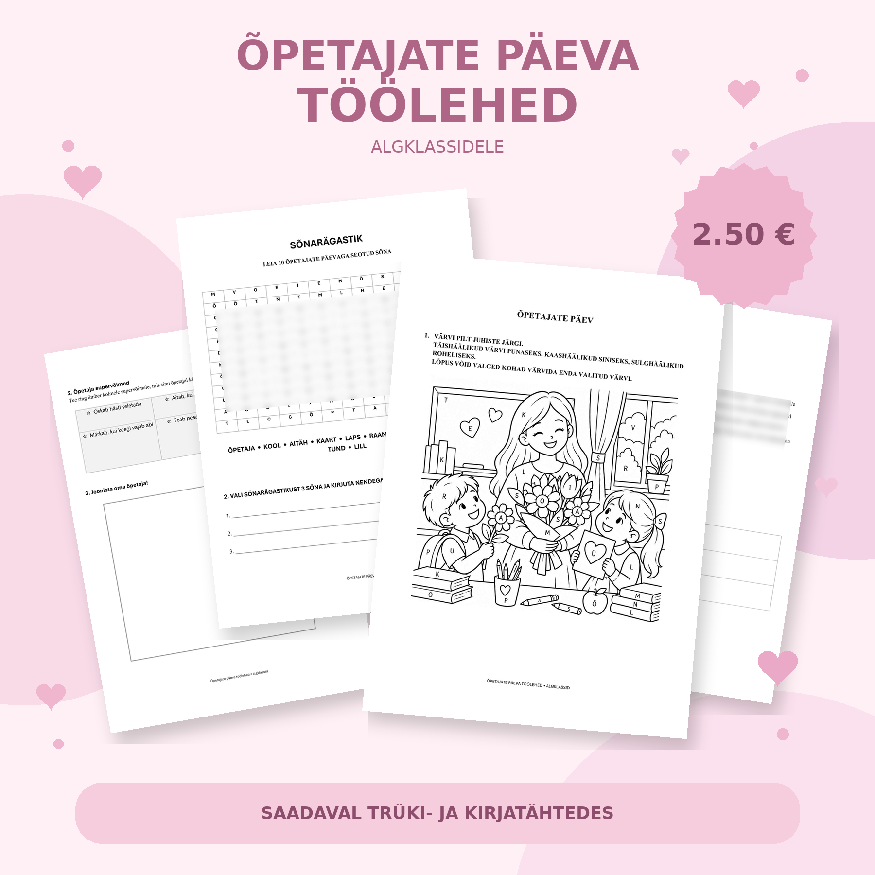 Õpetajate päeva töölehed algklassidele!
