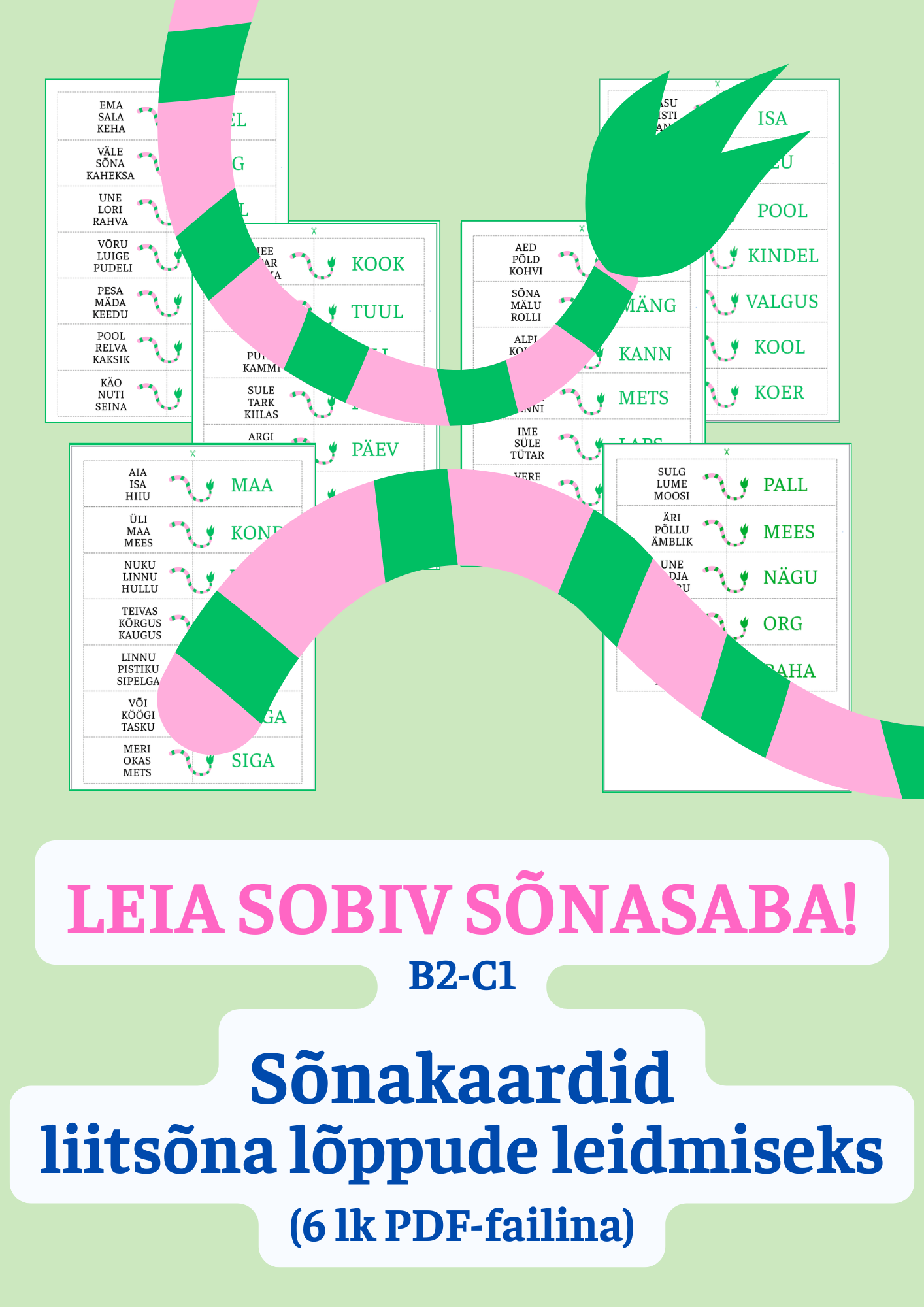 "Leia sobiv sõnasaba!" Liitsõnade SÕNAKAARDID+ TÖÖLEHT (B2-C1) - Pilt 2
