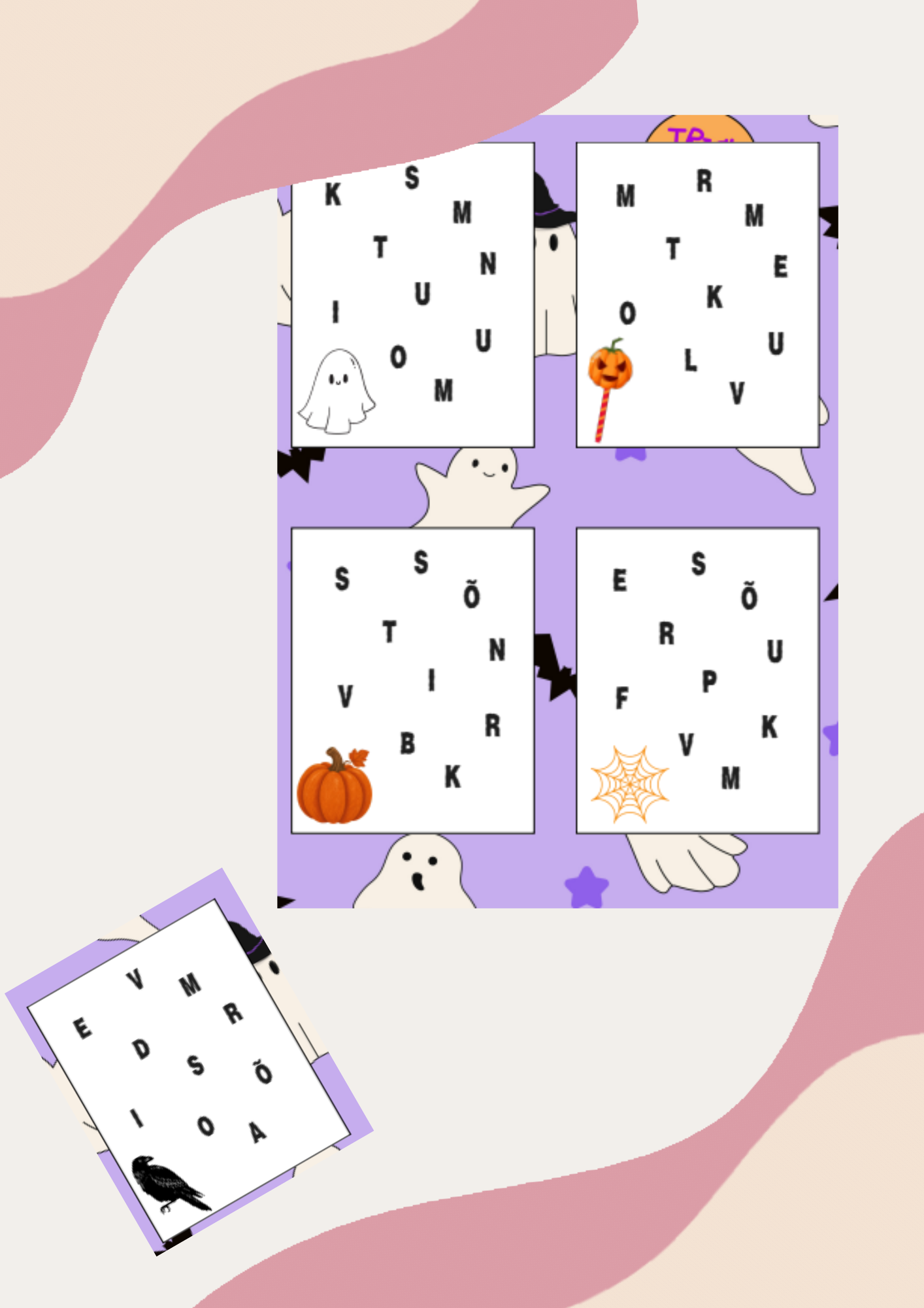 Halloweeni töölehtede- mängude komplekt. - Pilt 3