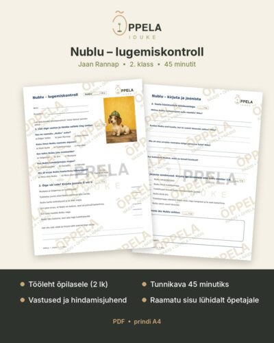 Nublu – lugemiskontroll 2. klassile (tööleht + tunnikava + vastused)