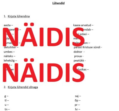 Lühendid (4. kl Avita eesti keel)