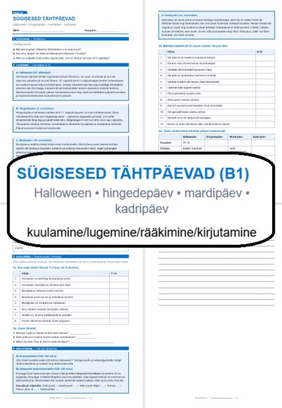 Sügisesed tähtpäevad - võrdlus (B1)