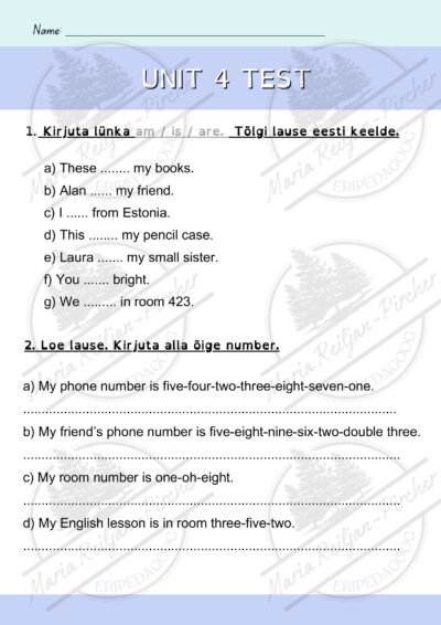 I love English 1 unit 4 kontrolltöö