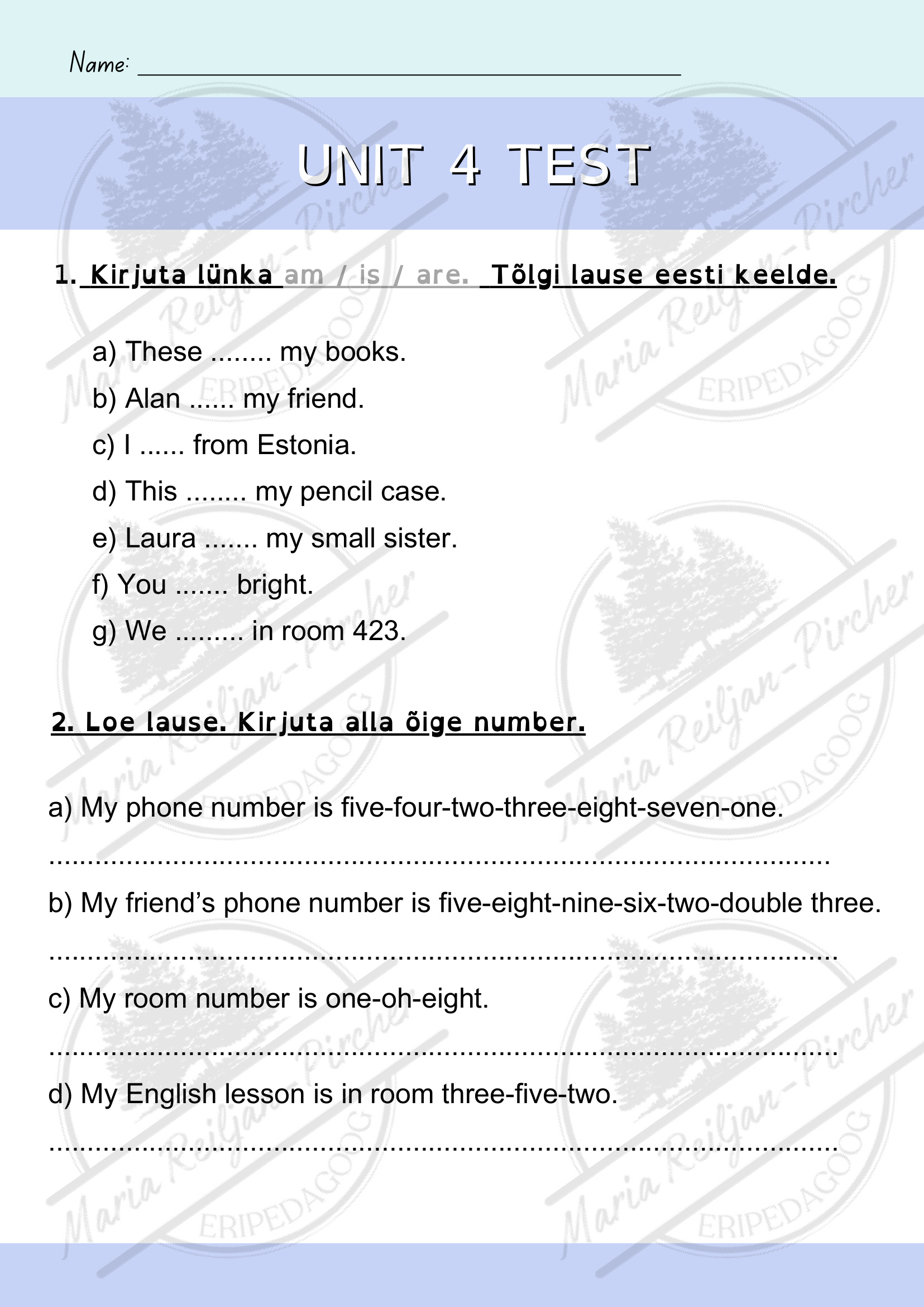 I love English 1 unit 4 sõnavara, tööleht, doomino ja kontrolltöö - Pilt 9