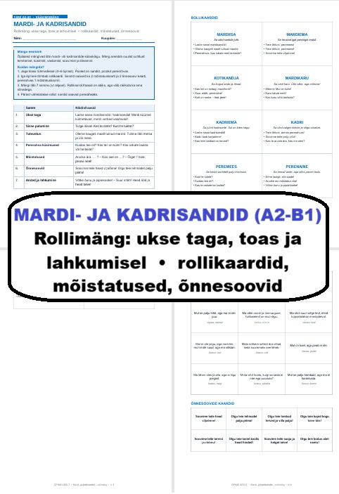 ROLLIMÄNG: mardi- ja kadrisandid (A2-B1)