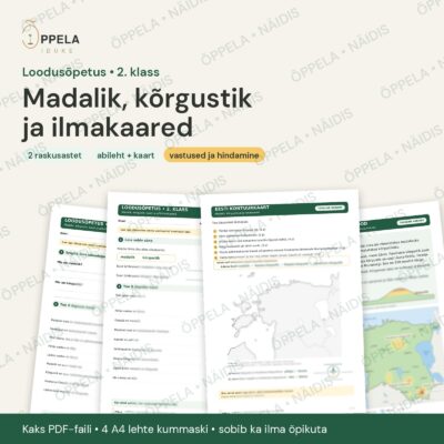 Loodusõpetus 2. klass: madalik, kõrgustik ja ilmakaared (2 raskusastet)