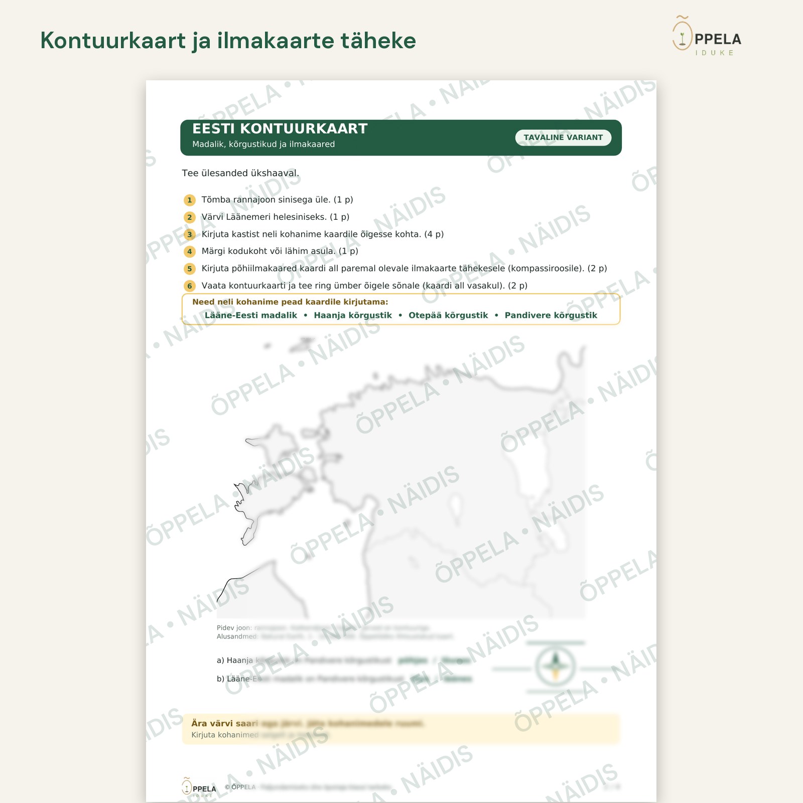 Loodusõpetus 2. klass: madalik, kõrgustik ja ilmakaared (2 raskusastet) - Pilt 4
