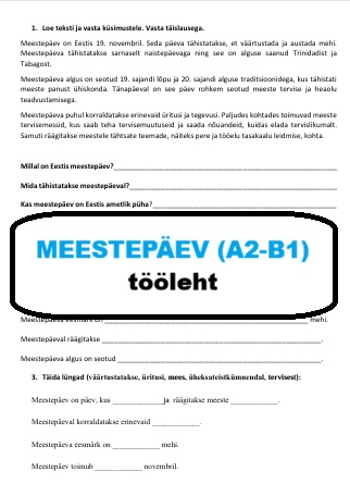 Rahvusvaheline meestepäev (B1-B2)