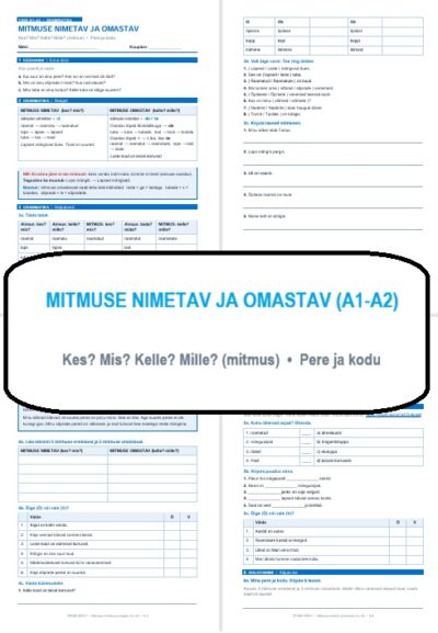 MITMUSE NIMETAV JA OMASTAV (A1-A2)