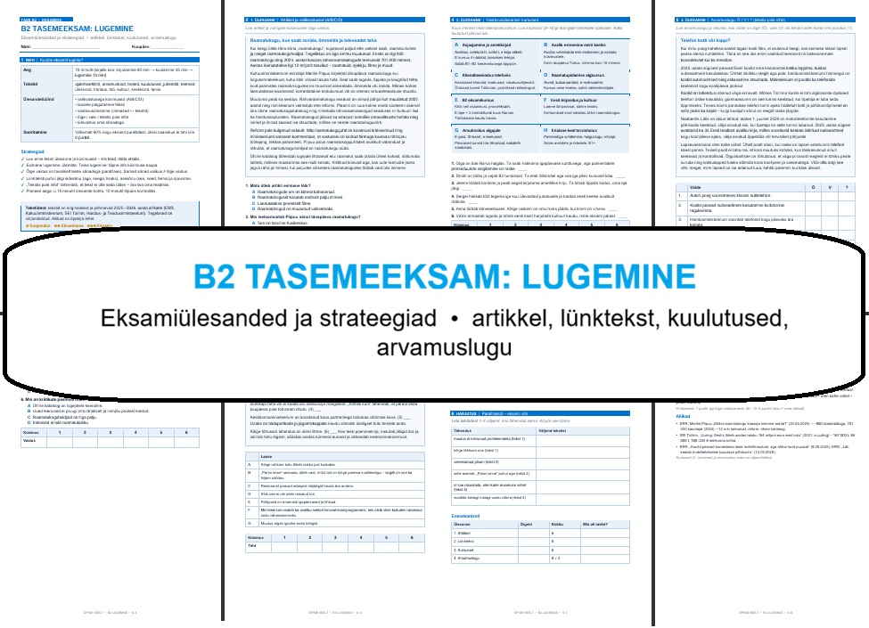 B2 TASEMEEKSAM: LUGEMINE