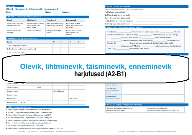 Olevik, lihtminevik, täisminevik, enneminevik