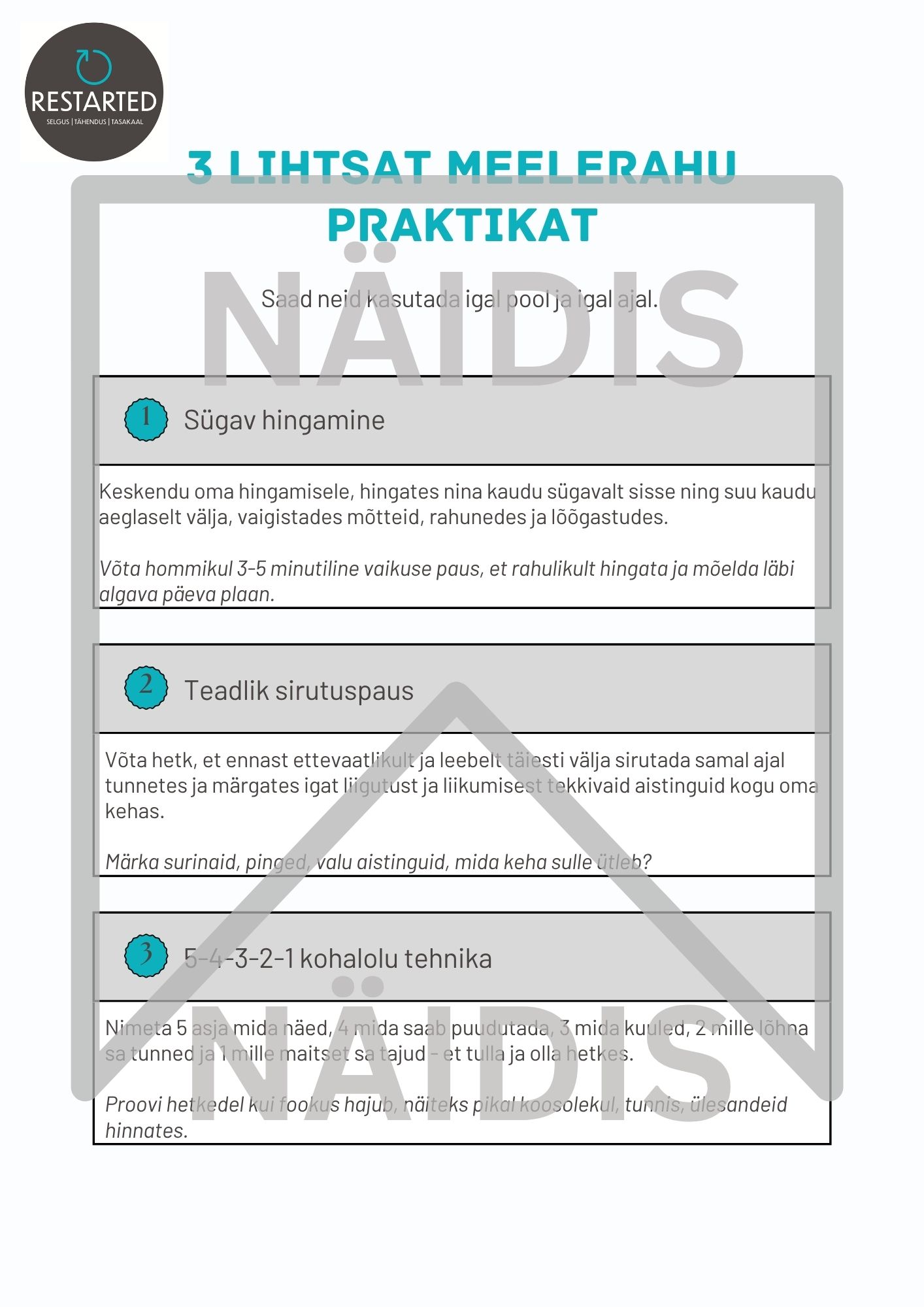 Esimene samm selguse suunas - eneserefleksiooni komplekt - Pilt 5