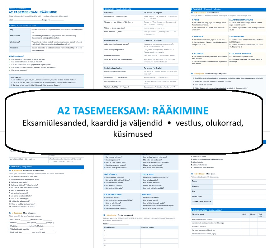 A2 TASEMEEKSAM: RÄÄKIMINE