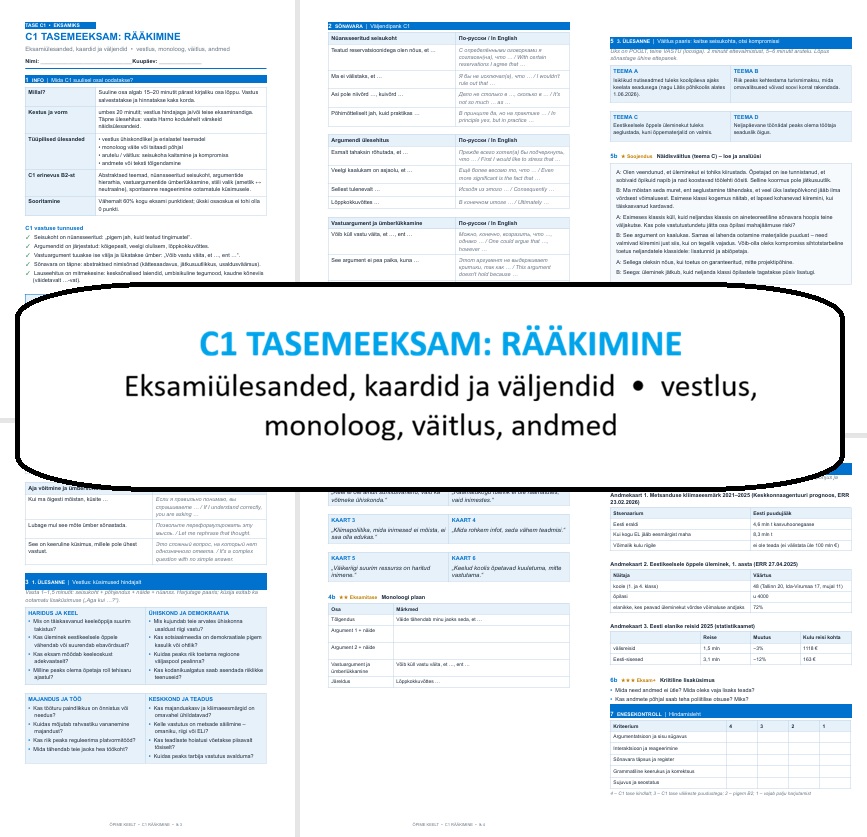 C1-TASEMEEKSAM: RÄÄKIMINE
