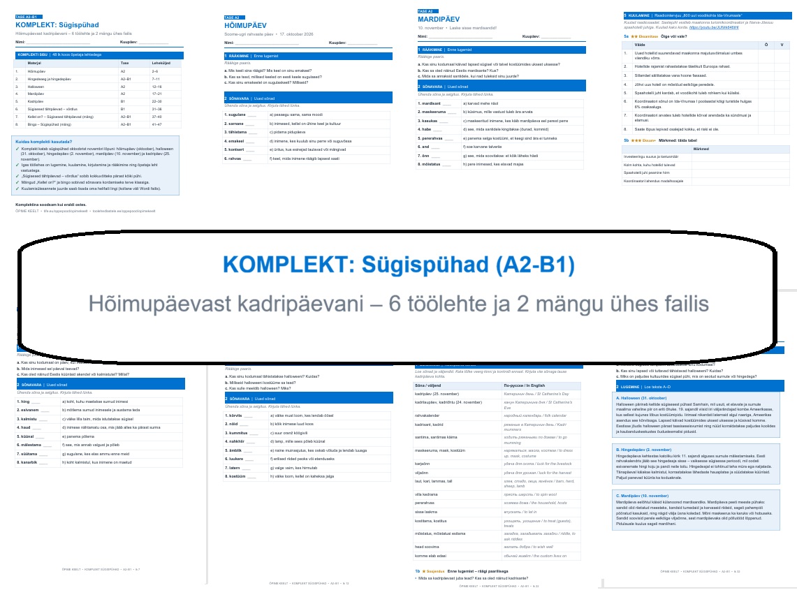 KOMPLEKT: Sügispühad Hõimupäevast kadripäevani (A2-B1)