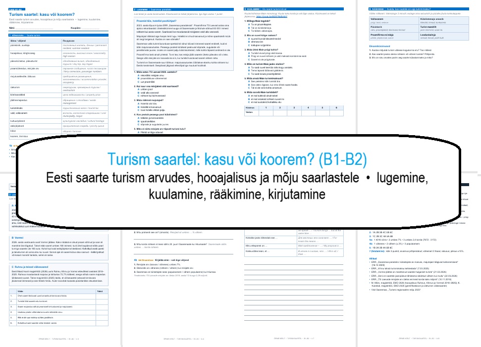 Turism saartel: kasu või koorem (B1-B2)