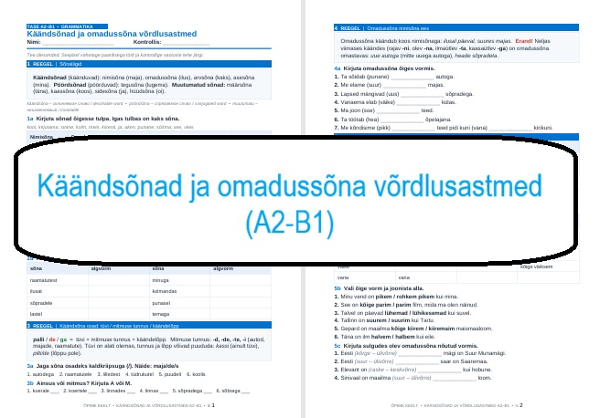 Käändsõnad ja omadussõna võrdlusastmed (A2-B1)