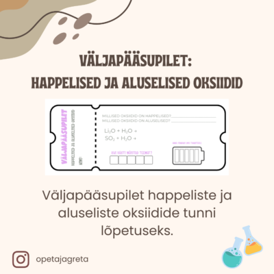 VÄLJAPÄÄSUPILET: happelised ja aluselised oksiidid