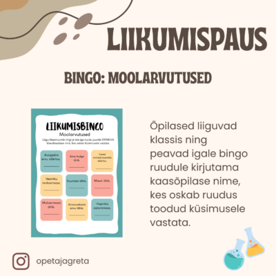 LIIKUMISBINGO: moolarvutused